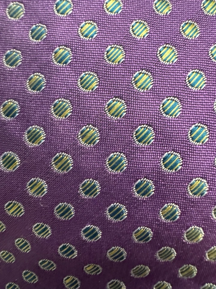 UMO LORENZO Italy Men's Neck Tie Purple Geometric 57 X 3 classic - Image 2 of 3