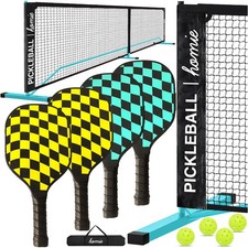 Portable Pickleball Net Set with 4 Paddles, 4 Balls, Backpack Carrying Bag, 2...