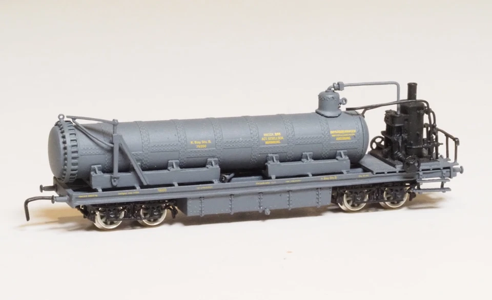 BRASS Railex Z-scale Steam Powered Pressure Tank Car ERA 1 Royal Bavarian RR Gre - Image 2 of 3