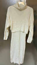 2 Pc. Sweater Dress Off White Ribbed Knit Shein Sz. M