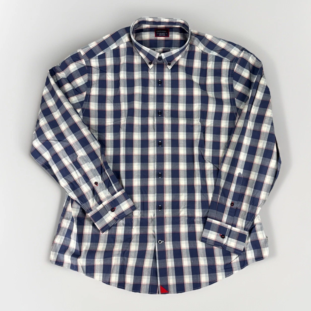 UNTUCKit St. Pierre Men's Size 2XL Reg Button Down Shirt Blue Plaid NWT