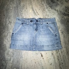 American Eagle Sz 6 True Y2K Micro Mini Jean Skirt Denim Blue Preppy Grunge 31