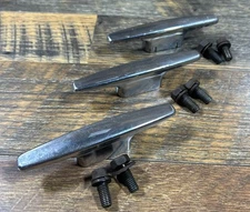 Vintage 4 3/4” Chrome Plated Boat or Dock Cleats With Hardware (lot of 3)