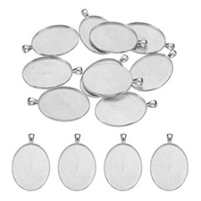10Pcs Pendant Trays for Jewelry Making Necklace Bracelet, White Gold Tone