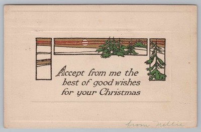 Postcard Christmas Greeting Pine Boughs Holiday Posted
