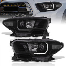 LED DRL Projector Headlights Lamps Housing Reflector Assembly Left Right Pair Co