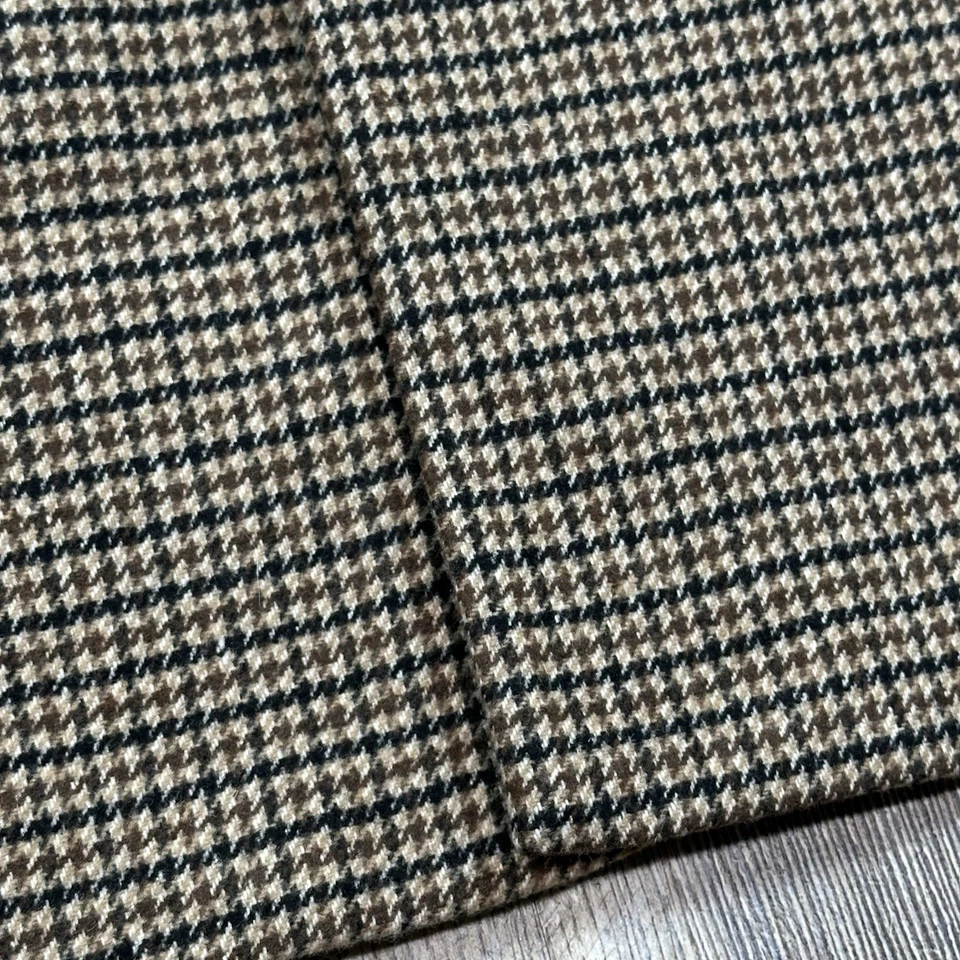 Banana Republic Raglan Topcoat Men’s L Brown Houndstooth Wool Blend Coat Jacket - Image 2 of 4