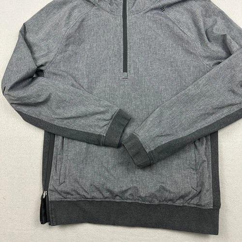 Lululemon Jacket Men Medium Gray Performance Reversible Half Zip Pullover Hood M image 3