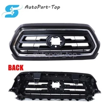 Chrome Plastic Front Upper Grille Matte Black For 2018 2019-2022 Toyota Tacoma