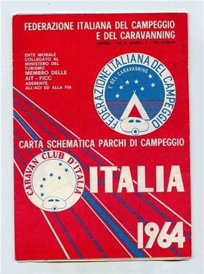 Italia 1964 Caravan Club of Italy Schematic Map of Camping Parks