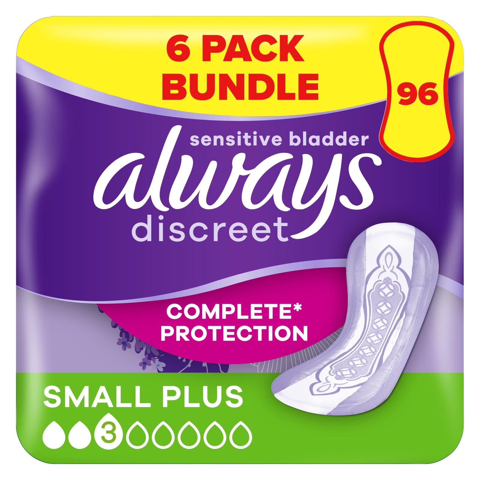 Always Discreet Women Small Plus Incontinence Pads, 96 Moderate Absorbency (16 X 6 Packs) Odour Neutraliser For Sensitive Bladder - Image 4