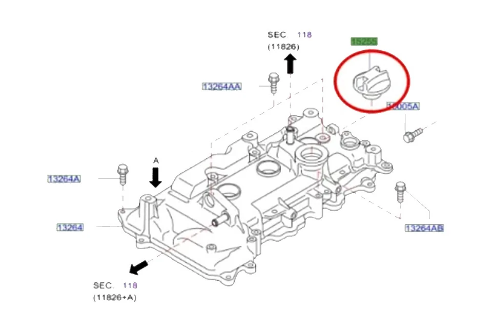 Tapa de aceite apta para Nissan Micra K13 / Almera Versa Sunny N17 / Navara NP300 D23 Foto 2 de 4