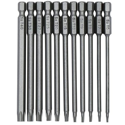 Fixinus 11 Piece Torx Head Screwdriver Bit Set, Magnetic 1/4 Inch 75mm, 75mm 