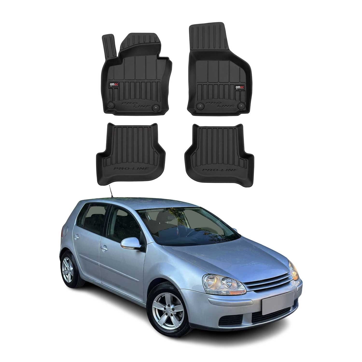 Tapis en caoutchouc premium pour VW Golf Mk5 Mk6 GTI noir