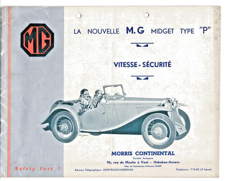 MG P Type Sales Brochure 1934 (Belgium - French Language)