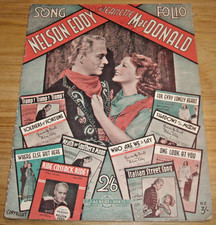NELSON EDDY JEANETTE MacDONALD  *SHEET MUSIC BOOK - SONG FOLIO - 1939  GC