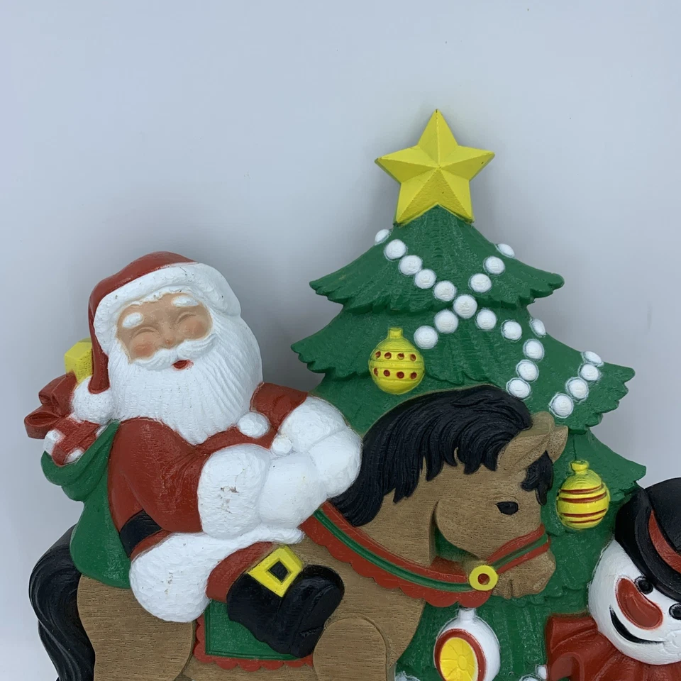 Vtg Burwood Products 3123 Wall Decor Christmas Tree Santa Claus Rocking Horse - Image 4 of 4