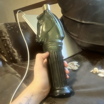 Avon Pony Post Decanter Green Glass Horse Bottle Leather After Shave 1972