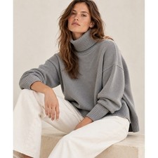 Emerson Fry Grey 100% Organic Cotton Turtleneck Sweater Small Made in USA