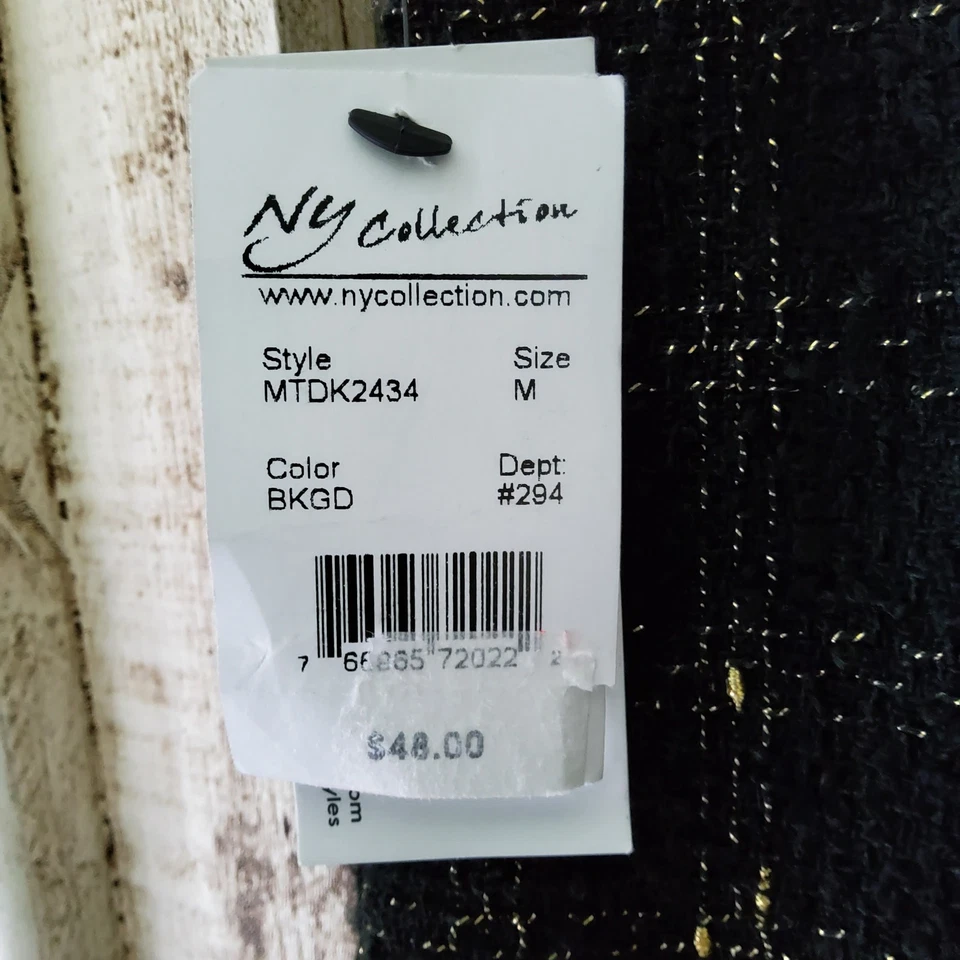 Ny Collection Women's Slim Knit Knee Length Skirt Jacquard Black & Gold Metallic - Image 4 of 4