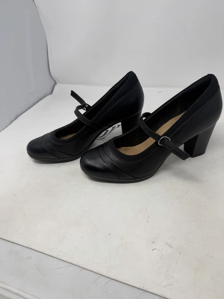 Zapatos de tacón Clarks Collection para mujer talla 9 M negros Brynn Mary Jane de cuero Foto 2 de 4