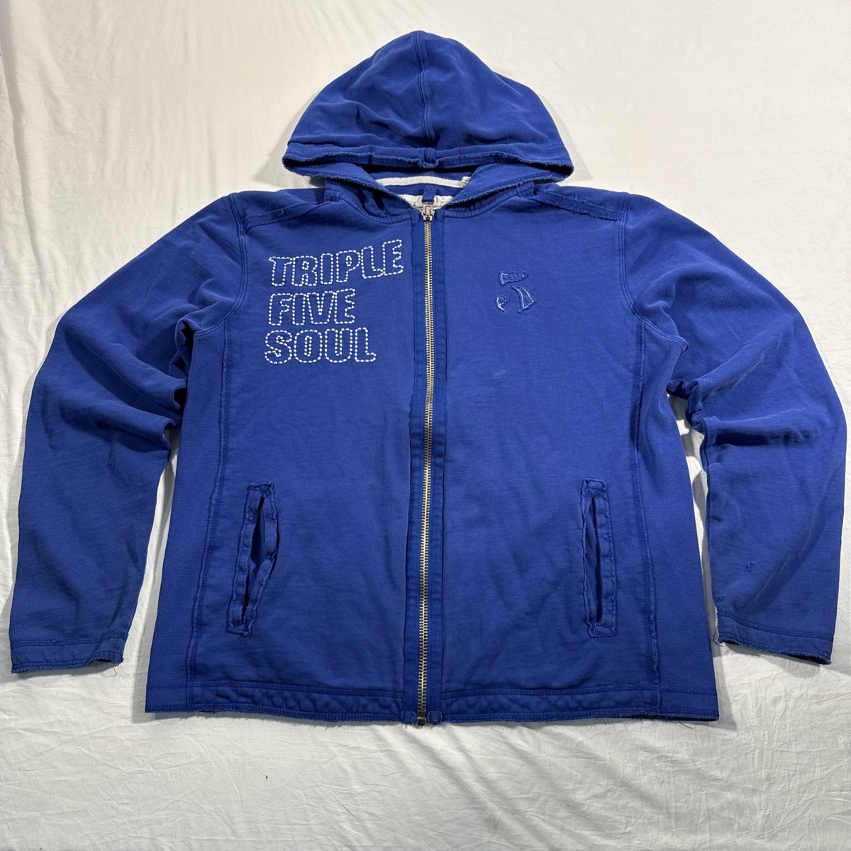 Triple 5 Soul 555 Zip Up Hoodie Sweatshirt Blue Large | eBay