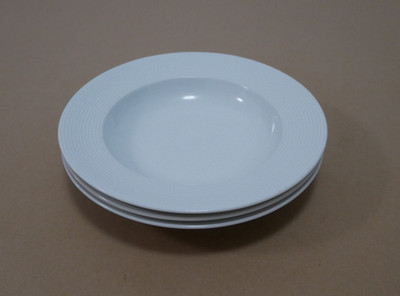 3x SØHOLM Ceramics Dänemark Suppenteller tiefe Teller 22,5 cm - weiß - Rillen