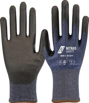 10er PACK(Paar) NITRAS SAFETY 6850-9 Schnittschutzhandschuhe 3D CUT F Größe 9 ma