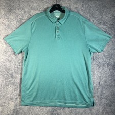 Tommy Bahama Men's Large Polo Shirt Turquoise Short Sleeve Tencel Blend Logo