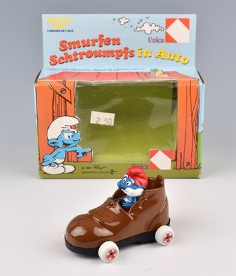 ESCI/Unica (Italien) Schlümpfe in Auto Serie Papa Schlumpf Schuhauto 80er Jahre *MIB*