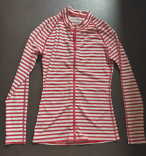 Pret-a-Surf for J. Crew Long Sleeve Red/White Stripe Rash Guard Full Zip Front M