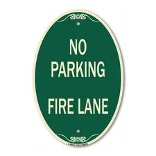 SignMission Designer Series Sign - No Parking Fire Lane 12" x 18" Aluminum Sign
