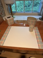 Helene Batoff Child Desk Set and Trash Can Imported Fabric Hand Made in USA