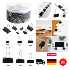 Schwarze Binderclips 110 Stück Set, Metallkl...