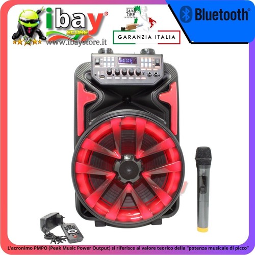 CASSA KARAOKE 5000Wpmpo LUCIRGB SUB 33CM SURROUND EQ BT USB SD MICROFONO WIFI - Foto 9 di 21