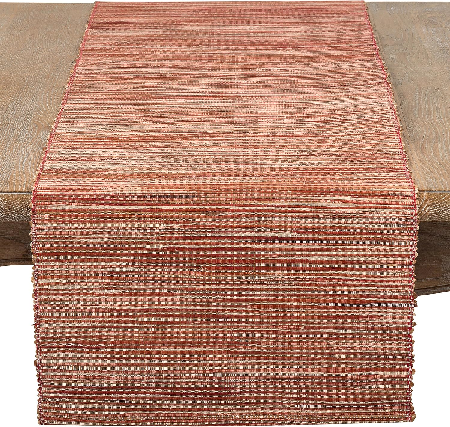 217.RU1454B Melaya Collection Woven Water Hyacinth Table Runner with Shimmering Nubby Texture