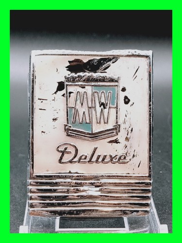 Rare Original Metal Enamel Appliance Emblem Badge - Montgomery Ward MW Deluxe