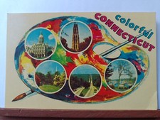 VTG Postcard. Colorful Connecticut Greeting . Painters Palette. Hartford (N12)
