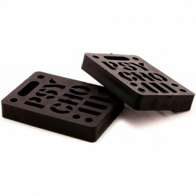 Vision Psycho Brand 1/2'' STENCIL LOGO Dual Bolt Pattern Skateboard Risers BLACK