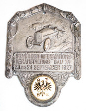 Erinnerungs - Plakette ADAC Beh&ouml;rden Informations Veranstaltung Gau X3 1927