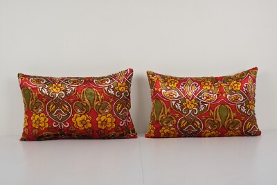 Set of Two Soft Lumbar Cover, Pair Velvet Pillow Cover, Tribal Sofa Pillow