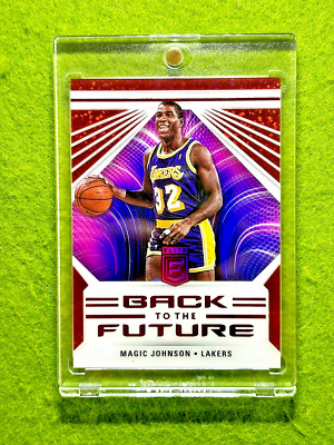 Magic Johnson WHITE SPARKLE PRIZM Asia Red CLEAR Card SP 2022 BACK to the FUTURE