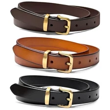 Women's Dress Belts 100% One Piece Genuine Full Grain Leather Casual Belt 1"
