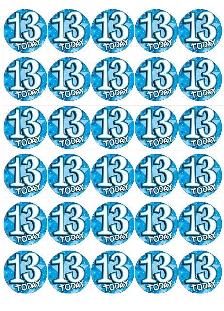 30x 13th Geburtstags Junge Blau Cupcake Toppers Essbare Backoblate Fairy Kuchen - Bild 1 von 1