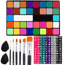36 Colors Oil Based Face Paint Kit with Stencils Brushes Sponges FOR Kids Party