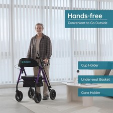 10 Deluxe ELENKER Rollator Walker Heavy Duty Rolling Walking Medical Aid Purple