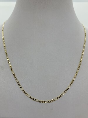 14K Solid Gold  Figaro Link Chain Necklace Women's 2.25mm 16''-24''