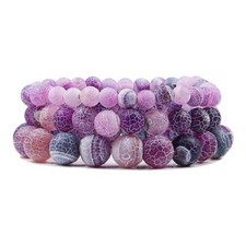 Charm Purple Natural Weathered Stone Bracelet Chakra Yoga Bead Bracelet