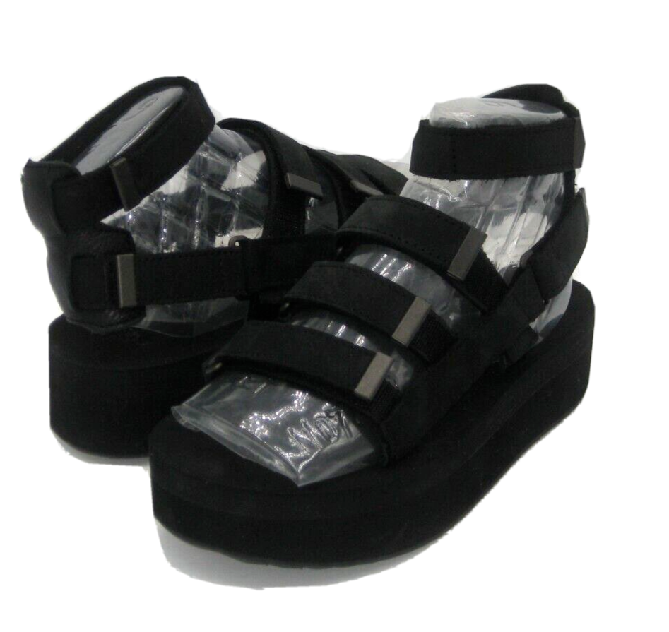 TEVA FLATFORM MEVIA LEATHER WOMEN SANDALS BLACK US 10 /UK8 /EU 41