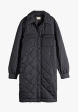 Hush Tilly Quilted Overshirt 14 L New Midi Coat Padded Jacket Pockets Black £129